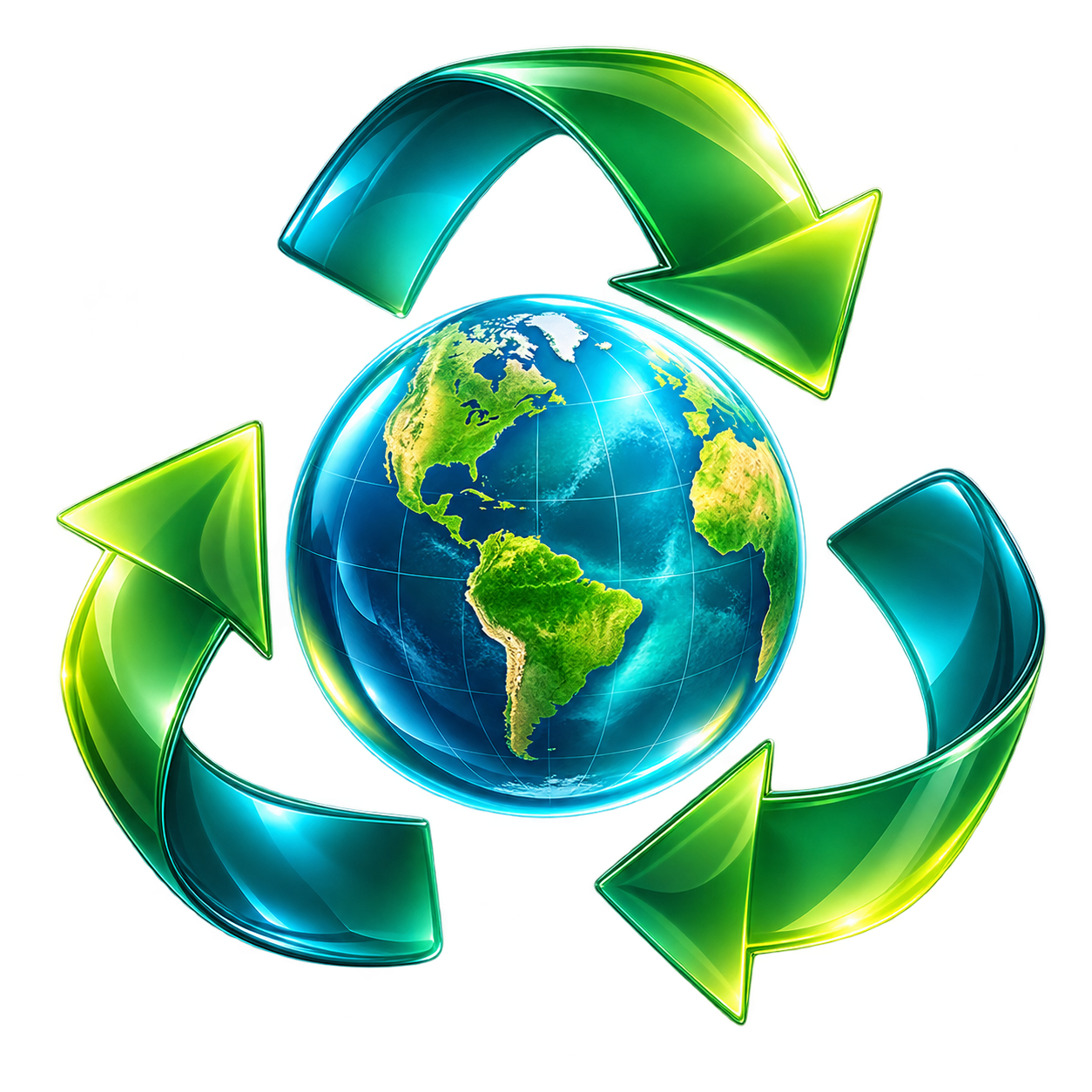Recyclable.com recycling globe emblem